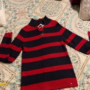 Tommy Hilfiger navy/red striped cable turtle neck zipper neck & sleeves size XL